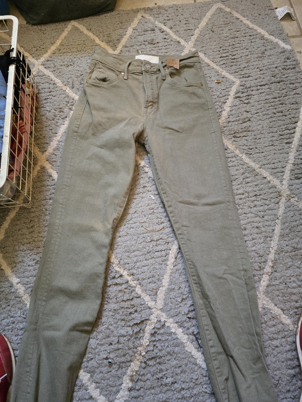MOTHER SUPERIOR High-Rise Olive Skinny Jeans for Women